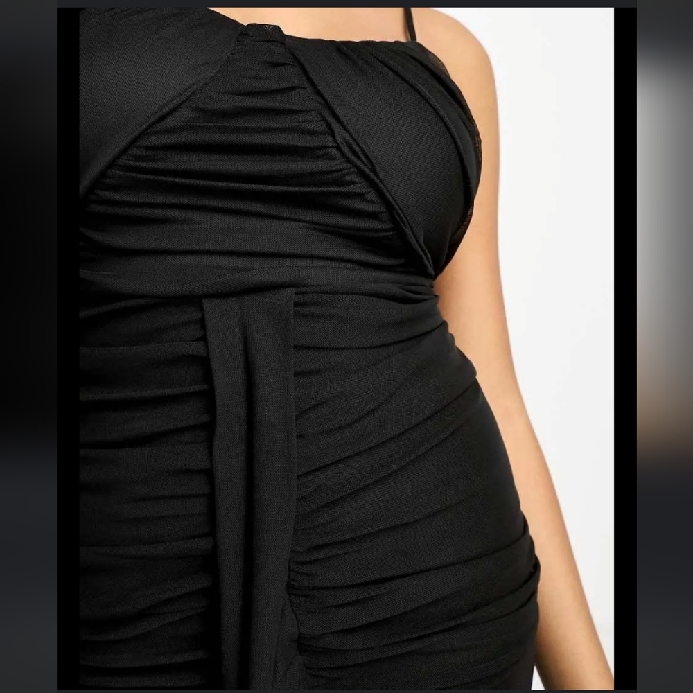ASOS Ruched Mesh Midi Dress - Picture 3 of 3